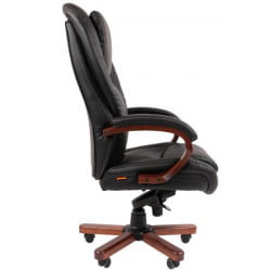 Кресло руководителя CХАИРМАН 408 кожа/экокожа, черный / CHAIRMAN