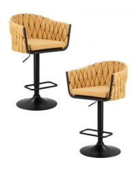 Стул барный ДОБРИН ЛЕОН (желтая ткань (ЛАР 275-8)) 2 шт / DOBRIN LEON (LAR