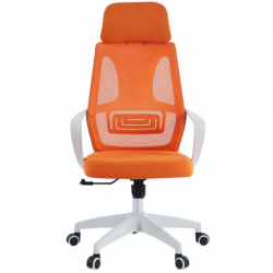 Кресло руководителя CХАИРМАН CХ636 ткань/сетка оранжевый, белый пластик (М) / CHAIRMAN CH636 (M)