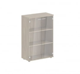 Шкаф средний двухдверный со стеклом Сигма СГ.813.ОД.ГЛ Дуб темный / Sigma SG.813.OD.GL