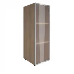 Шкаф книжный средний со стеклом в раме Лакобел без топа ЙАЛТА ЛТ-СУ 2.4Л вхите Снежная Патина / Lacobel YALTA LT-SU 2.4L white