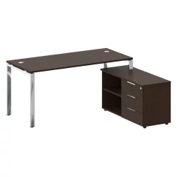 Стол рабочий руководителя с опорной тумбой МЕТАЛ СЙСТЕМ ДИРЕCТ БГ.СРТ-4.7 Пр Венге Цаво / METAL SYSTEM DIRECT