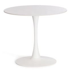 Стол обеденный Тулип/Тулип столешница керамика (глянцевая) / опоры металл, белый/белый, 90х75 см / Tulip/Тулип