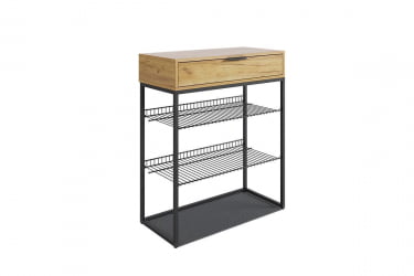 Тумба для обуви Краш ЛМН-13 черный муар/дуб крафт золотой / LMN-13