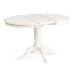 Стол СТЕФАНО круглый бук, мдф, Д90+30кс77см, Иворй вхите / STEFANO D90+30x77см, Ivory white