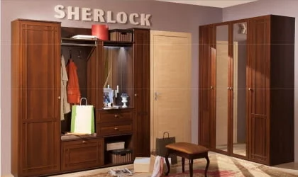 Шкаф для одежды и белья Шерлоcк 71 лев Орех шоколадный / Sherlock