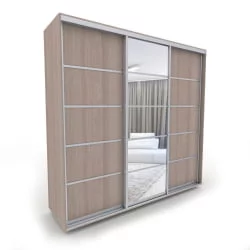 Шкаф-купе трехстворчатый с зеркалом Акцент-Квадро Д 1500х600 Шимо светлый/хром