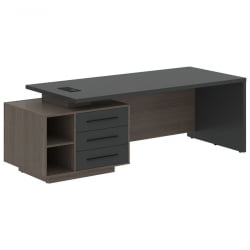 Стол руководителя левый ВЕЛИОН ВCТ 2390 Л Яшма черный Дуб Сильвер / VELION VCT L