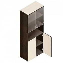 Шкаф для документов с прозрачными стеклами Р.Ш-4СБ Венге/Дуб молочный