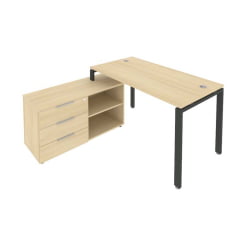 Рабочая станция на П-образном м/к с опорной тумбой левая Метал Сйстем Б.РС-СТС-2.3 Л Акация/Антрацит / Metal System