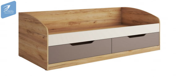 Кровать-тахта РИCХ КР-002 Миндаль/Глиняный серый/дуб крафт золотой / RICH