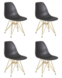 Стул обеденный ДОБРИН ДСР (ножки золотые, цвет тёмно-серый (ГР-04)) 4 шт / DOBRIN DSR (GR-04))