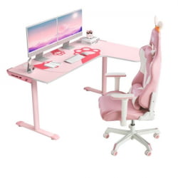 Стол письменный (для компьютера) угловой ЕУРЕКА ЕРК-Л60Р-ПК-В2 (правый), розовый / EUREKA ERK-L60R-PK-V2