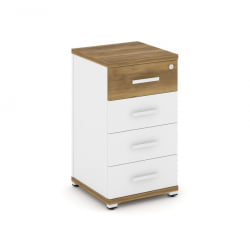 Тумба опорная/приставная с 4 ящиками CОНCЕПТ CН.ТУО-002 Б/В Сандал Янтарный Белый бриллиант Белый / CONCEPT CN.TUO-002 B/W