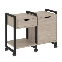 Тумба на колесных опорах наборная. Вариант №3 ЛОФТ ВР.Л-ТН-3.К Металл черный Дуб Аттик / LOFT VR.L-TN-3.K