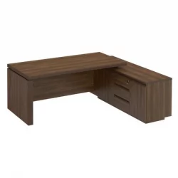 Стол руководителя на опорной тумбе МАРК МК 136 левый Орех тоскана / MARK