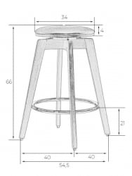 Табурет полубарный ДОБРИН ТОМ 66 (цвет черный глянец ПУ АБД 002) 2 шт / DOBRIN TOM PU ABD