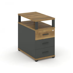 Тумба приставная с 3-мя ящиками и надставкой CОНCЕПТ CН.ТГП-001 Б/В Сандал Янтарный Антрацит / CONCEPT CN.TGP-001 B/W