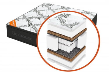 Матрас МЕГА МУЛТ кокос ППУ 20 МултиПоcкет Грай Нигхт (Берхоусе) Размер: 1600х2000 мм / MEGA MULT MultiPocket Gray Night (Berhouse)