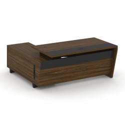 Стол руководителя с опорной тумбой, правый Корнер CОР.СРТ-18(Р) Орех Лоренцо Графит / Corner COR.SRT-18(R)