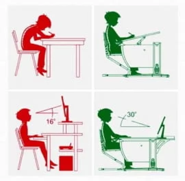 Растущая мебель Парта 1/75 + Стул Белый Серый / Parta Stul