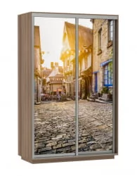 Шкаф-купе двухдверный Экспресс Дуо 1400х2200х Улица/Ясень шимо тёмный / 1400х2200h