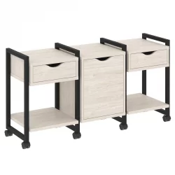 Тумба на колесных опорах наборная. Вариант №6 ЛОФТ ВР.Л-ТН-6.К Металл черный Денвер светлый / LOFT VR.L-TN-6.K