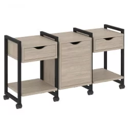 Тумба на колесных опорах наборная. Вариант №6 ЛОФТ ВР.Л-ТН-6.К Металл черный Дуб Аттик / LOFT VR.L-TN-6.K