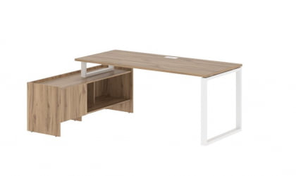 Стол с тумбой ЕДИС ЕКCТ 19814 Дуб Денвер светлый Белый / EDIS EQCT