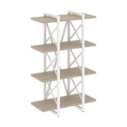 Стеллаж на регулируемых опорах - 4 полки ЛОФТ ВР.Л-МСТ.О-4.4В Металл белый Дуб Аттик / LOFT VR.L-MST.O-4.4V