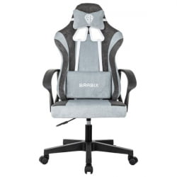 Кресло компьютерное БРАБИКС Форсер ГМ-127, 2 подушки, ткань, серое/светло-голубое / BRABIX Forcer GM-127,