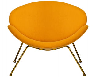 Кресло дизайнерское ДОБРИН ЕМИЛЙ (желтая ткань АФ13, золотое основание) / DOBRIN EMILY AF13,