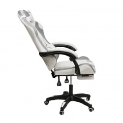 Геймерское кресло 1208, замша, цвет бело-серый с массажем, арт 1208-Вхите-Грей / 1208-White-Grey