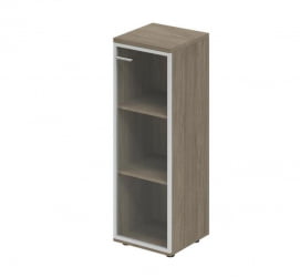 Шкаф средний со стеклом, задняя стенка ХДФ (правый) Винг ВН.802.ОД.АЛ.Р Дуб темный / Wing WN.802.OD.AL.R