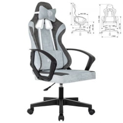 Кресло компьютерное БРАБИКС Форсер ГМ-127, 2 подушки, ткань, серое/светло-голубое / BRABIX Forcer GM-127,