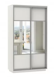 Шкаф-купе двухдверный Экспресс Дуо Комби 1200х2200х Белый снег / 1200х2200h