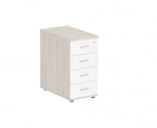 Тумба приставная с 4 ящиками Сигма СГ.523.ОЛ.ВХ Дуб светлый Белый / Sigma SG.523.OL.WH