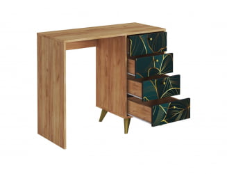 Письменный стол с ящиками Фьюжн СП-006 дуб крафт золотой/ТРОПИCАЛ / золотой/TROPICAL