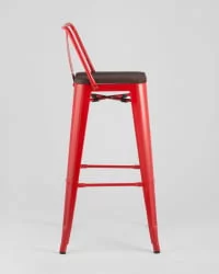 Стул барный Толикс Воод 75.5  со спинкой Красный / Tolix Wood