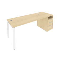 Рабочая станция с опорной тумбой Метал Сйстем Б.РС-СТП -1.4 Акация/Белый / Metal System