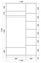 Шкаф-купе Хит-24-14-77 Орхидея Белая шагрень