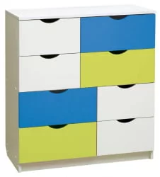 Детский комод с 8-ю ящиками Радуга Белый/Желтый/Синий