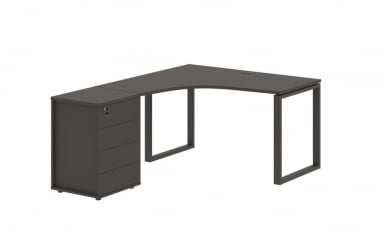 Стол эргономичный с тумбой левый ЕДИС ЕКCЕТ 1318 Л Мокко / EDIS EQCET L