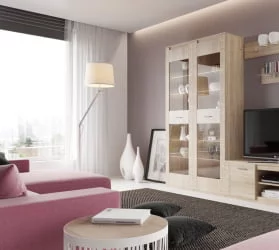 Шкаф со стеклянными дверьми Элана (В) Дуб сонома