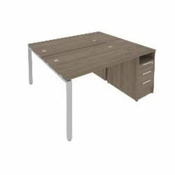 Рабочая станция с опорной тумбой Метал Сйстем Б.РС-СТП-2.2 Вяз/Серый / Metal System