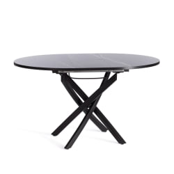 Стол МАНЗАНА ЛДСП/ХПЛ/металл, 100 х 100+30 х 75 см, Мрамор черный/черный / MANZANA ЛДСП/HPL/металл,