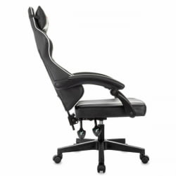 Геймерское кресло БРАБИКС Шоотер ГМ-123, 2 подушки, экокожа, черное/белое / BRABIX Shooter GM-123,