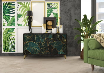 Комод Фьюжн КМ-003 АРТ Угольный камень/ВИНИЛ / камень/VINIL