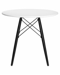 Маленький обеденный стол ДОБРИН CХЕЛСЕА 80 БЛАCК (столешница белая, основание черное) / DOBRIN CHELSEA BLACK
