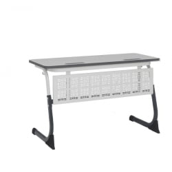 Парта двухместная регулируемая по высоте СМАРТЙ ПЛУС  с антивандальной  полиуретановой кромкой (рост 5-7) Антрацит/Белый/Серый / SMARTY PLUS